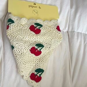 NWT Piper K cherry crochet bandana hair scarf